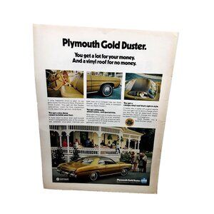 Plymouth Gold Duster Ad – Classic Mopar Chrysler Car Promo 1973